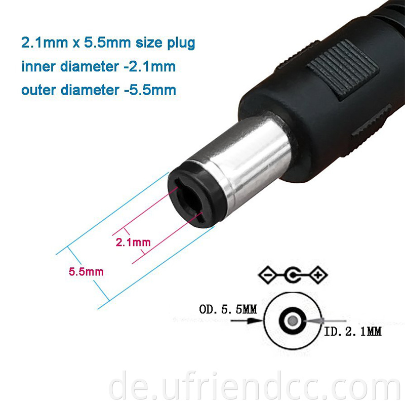 PD USB C bis DC5521 /5525 ​​/6330 /47517 /7010 /7040 Datenscheibe mit Spannung 5V 9V 10V 12V 13V Center Negative Polarität